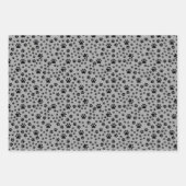 Schwarze Paw Prints auf Grau Geschenkpapier Set (Vorderseite)