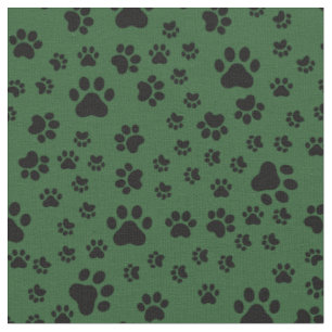 Schwarze Paw-Prints auf Grün Stoff