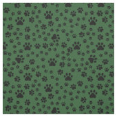 Schwarze Paw-Prints auf Grün Stoff (Muster)