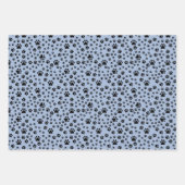Schwarze Paw-Prints auf hellblau Geschenkpapier Set (Vorderseite)
