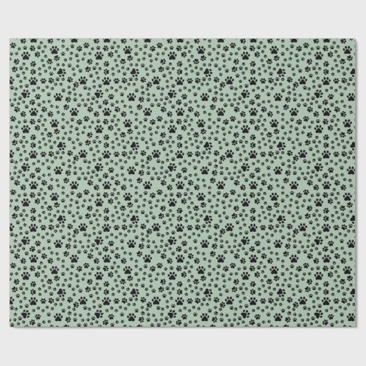 Schwarze Paw-Prints auf hellgrün Geschenkpapier (Flach)