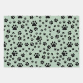 Schwarze Paw-Prints auf hellgrün Geschenkpapier Set (Vorderseite 2)