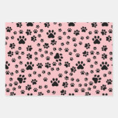 Schwarze Paw Prints auf Lemonade Pink Geschenkpapier Set (Vorderseite 2)