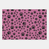 Schwarze Paw-Prints auf Rosa Geschenkpapier Set (Vorderseite 2)