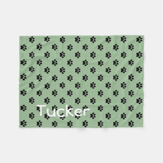 Schwarze Paw-Prints auf weich weich weich weich Pe Fleecedecke (Vorderseite (Horizontal))