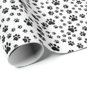 Schwarze Paw-Prints auf Weiß Geschenkpapier (Rolleneckpunkt)