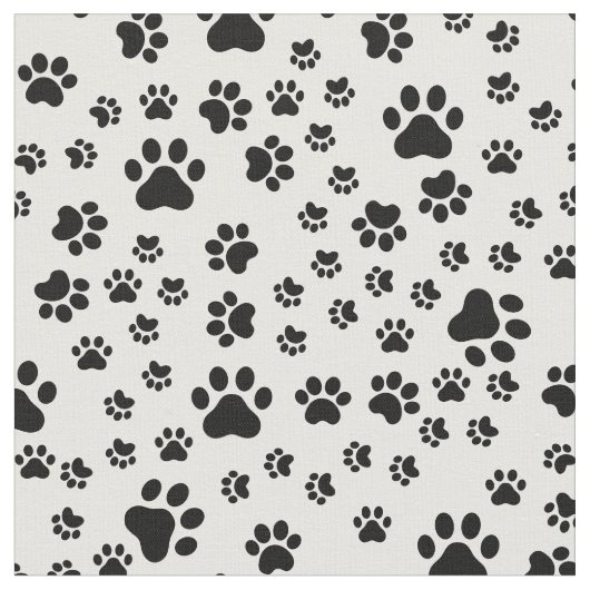 Schwarze Paw-Prints auf Weiß Stoff (Nahaufnahme)