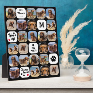 Schwarze Paw-Prints in Hearts Collage Dog Memorial Fotoplatte