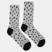 Schwarze Paw Prints Muster Grau Socken (Rechts)