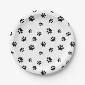Schwarze Paw Prints Party Pappteller (Vorderseite)