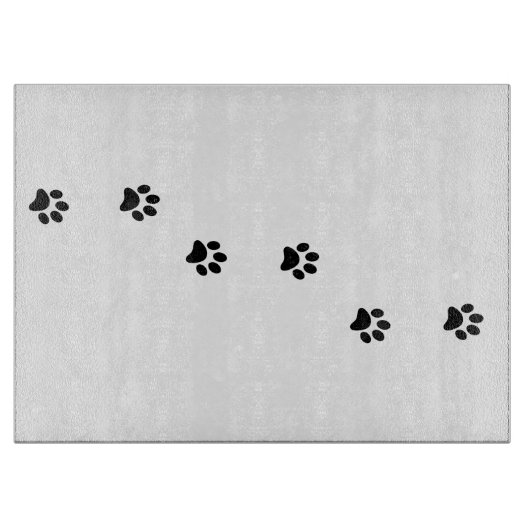 Schwarze Paw-Prints Temperierte Glasschneidplatte Schneidebrett (Vorderseite)