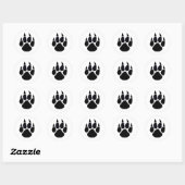 Schwarze Paw Runder Aufkleber (Blatt)
