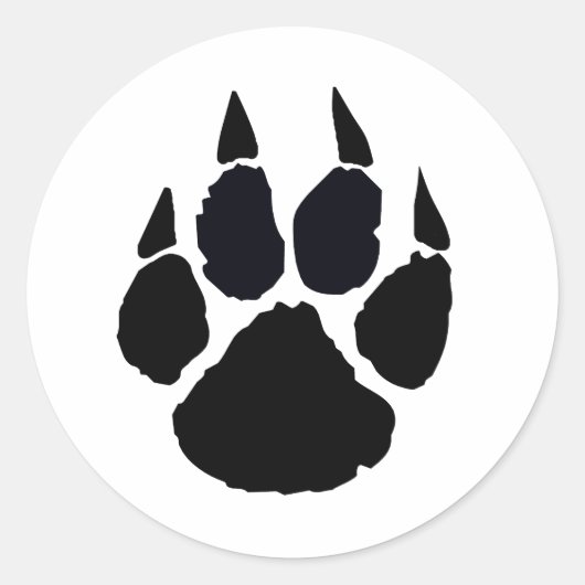 Schwarze Paw Runder Aufkleber (Vorderseite)