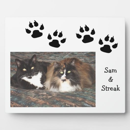 Schwarze Pawprints Pet Foto Plaque Fotoplatte (Vorderseite)
