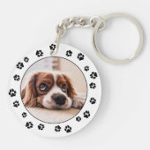 Schwarze Pawprints von Puppy-Foto Schlüsselanhänger (Rückseite)