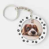 Schwarze Pawprints von Puppy-Foto Schlüsselanhänger (Vorderseite)