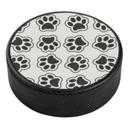 Schwarze Paws, Hundepfähle, Katzenpfähle, Kontur Eishockey Puck