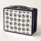 Schwarze Paws, Hundepfähle, Katzenpfähle, Kontur Metall Brotdose (Vorderseite)