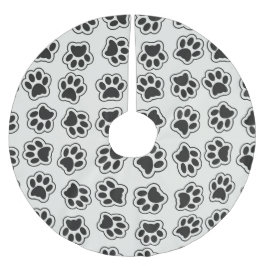 Schwarze Paws, Hundepfähle, Katzenpfähle, Kontur Polyester Weihnachtsbaumdecke