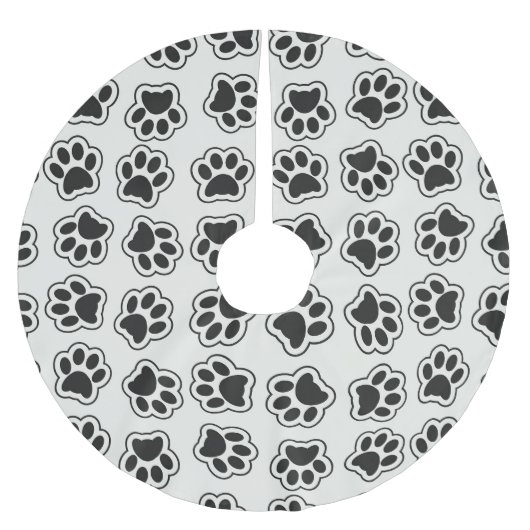 Schwarze Paws, Hundepfähle, Katzenpfähle, Kontur Polyester Weihnachtsbaumdecke (Vorderseite)