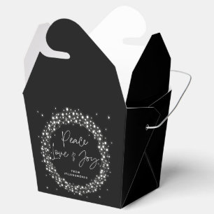 Schwarze Peace Love+Joy Weihnachtsgirlande mit fun Geschenkschachtel