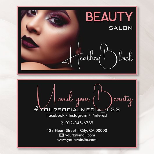 Schwarze Peach-Rand-Rahmen für Foto-Bildvorlage Visitenkarte