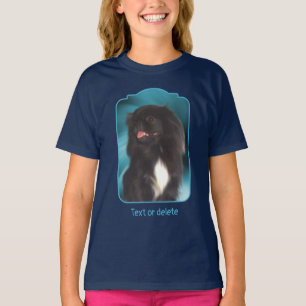 Schwarze Pekingesisch Blaue Wirbel Hund Kunst T-Shirt