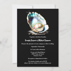 Schwarze Perle in seashell eleganten Strand Insel Einladung