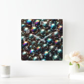 Schwarze Perlen Quadratische Wanduhr (Zuhause)