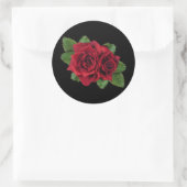 Schwarze Perlen-Rose Runder Aufkleber (Tasche)