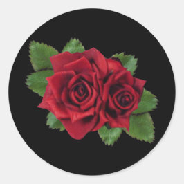 Schwarze Perlen-Rose Runder Aufkleber