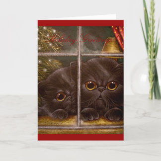SCHWARZE PERSER KÄTZCHEN WEIHNACHTSKARTE FEIERTAGSKARTE