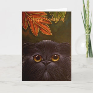 SCHWARZE PERSERKATZE - ERNTEDANKFEST-KARTE FEIERTAGSKARTE