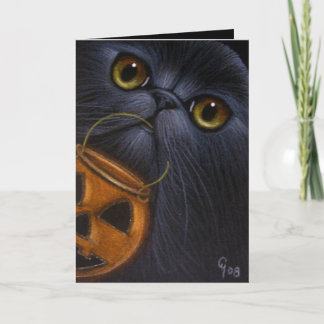 SCHWARZE PERSERKATZE HALLOWEEN Karte