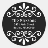 Schwarze Personalisierte Adressleiste Runder Aufkleber (Vorderseite)