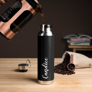 Schwarze personalisierte Hochzeitsbrautjungfer Trinkflasche