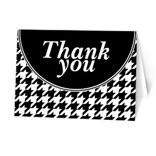 Schwarze personalisierte Houndstooth Dankeskarten Dankeskarte