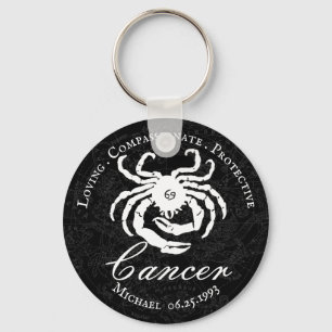 Schwarze personalisierte Krebs-Zodiac-Astrologie-E Schlüsselanhänger