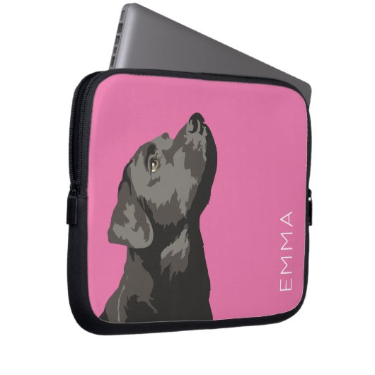 Schwarze personalisierte Laptop-Hülse Labradors Laptopschutzhülle (Vorne Rechts)