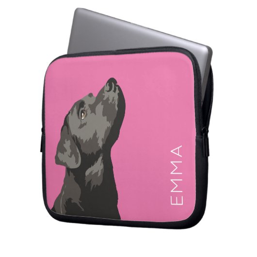 Schwarze personalisierte Laptop-Hülse Labradors Laptopschutzhülle (Vorderseite Links)