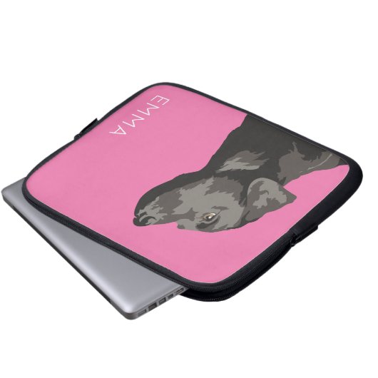 Schwarze personalisierte Laptop-Hülse Labradors Laptopschutzhülle (Vorne Knopf)