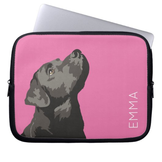 Schwarze personalisierte Laptop-Hülse Labradors Laptopschutzhülle (Vorderseite)