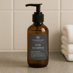 Schwarze Personalisierte Monogram Shampoo Labels Lebensmitteletikett