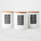 Schwarze Personalisierte Monogram Shampoo Labels Lebensmitteletikett (Flaschen)