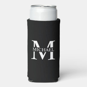 Schwarze Personalisierte Monogramm und Name können Selters Dosenkühler
