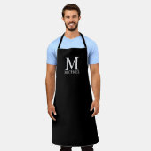 Schwarze Personalisierte Monogramm und Name-Schürz Schürze (Getragen)