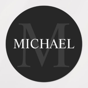 Schwarze Personalisierte Monogramm- und Namensschi Etiketten