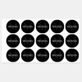 Schwarze Personalisierte Monogramm- und Namensschi Etiketten (Blatt)
