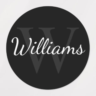 Schwarze Personalisierte Monogramm- und Namensschi Etiketten