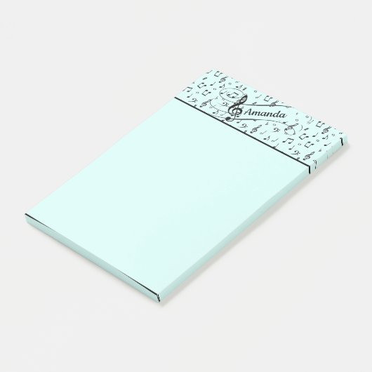 Schwarze personalisierte Musik Post-it Klebezettel (angewinkelt)